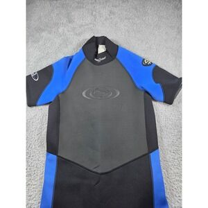 SeaQuest 2mm Shorty Wetsuit‎ Mens Blue Black Neoprene Short Sleeve Surf Dive